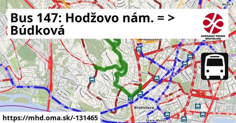 Bus 147: Hodžovo nám. = >  Depo Hroboňova